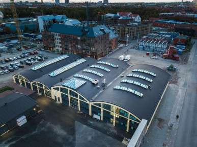 Båghallarna Malmö Flygbild